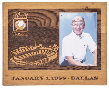 1988 Cotton Bowl Classic Plaque Gifted to Lou Holtz (Holtz LOA)